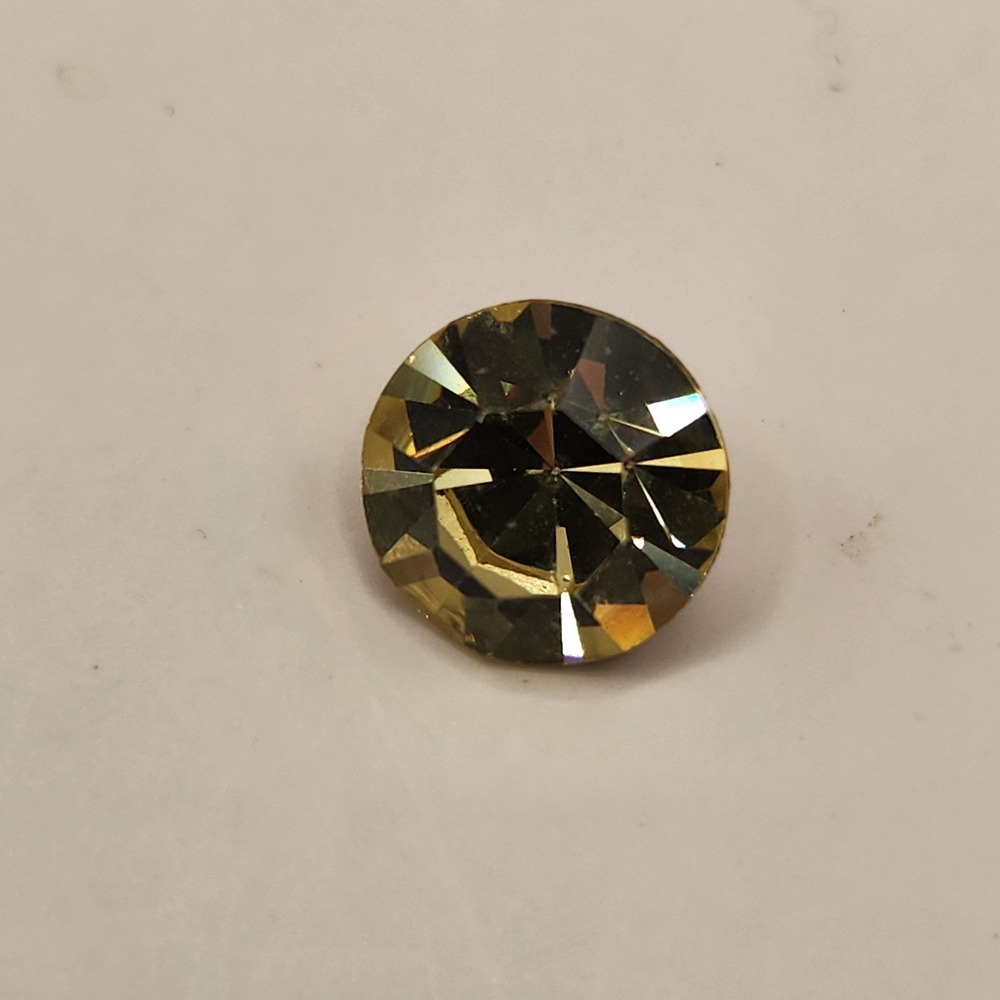 10 Vintage Loose Faceted Crystal Rhinestones Round Yellow Stones Craft 12mm